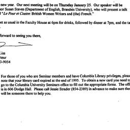 Announcements, 1996-01-04. ...