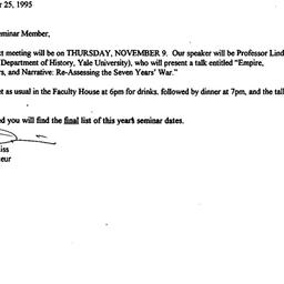 Announcements, 1995-10-25. ...