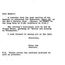 Announcements, 1967-04-09. ...