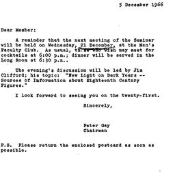Announcements, 1966-12-05. ...