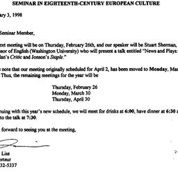 Announcements, 1998-02-03. ...