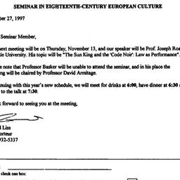 Announcements, 1997-10-27. ...