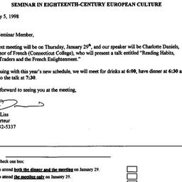 Announcements, 1998-01-05. ...