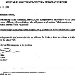 Announcements, 1998-03-10. ...