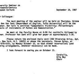 Announcements, 1987-09-18. ...
