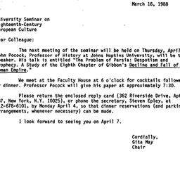 Announcements, 1988-03-18. ...