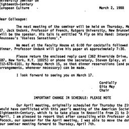 Announcements, 1988-03-02. ...