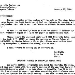 Announcements, 1988-01-20. ...