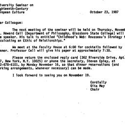 Announcements, 1987-10-23. ...