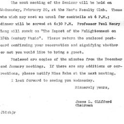 Announcements, 1963-02-11. ...