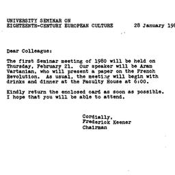 Announcements, 1980-01-28. ...