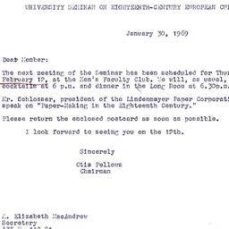 Announcements, 1970-01-30. ...
