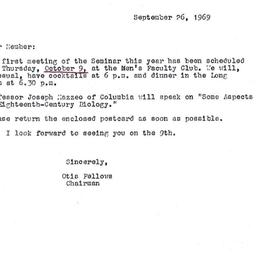 Announcements, 1969-09-26. ...