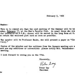 Announcements, 1965-02-05. ...