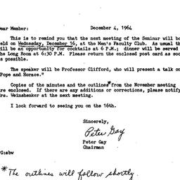 Announcements, 1964-12-04. ...