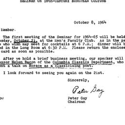 Announcements, 1964-10-08. ...