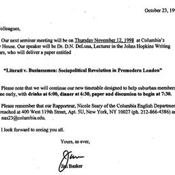 Announcements, 1998-10-23. ...