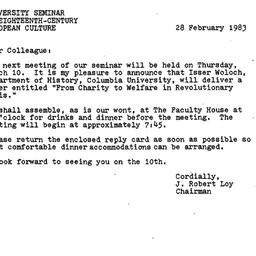 Announcements, 1983-02-28. ...