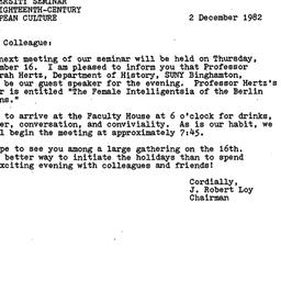 Announcements, 1982-12-02. ...