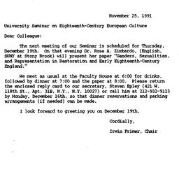 Announcements, 1991-11-25. ...