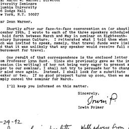Correspondence, 1992-01-22....