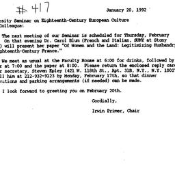 Announcements, 1992-01-20. ...
