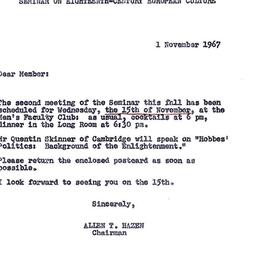 Announcements, 1967-11-01. ...