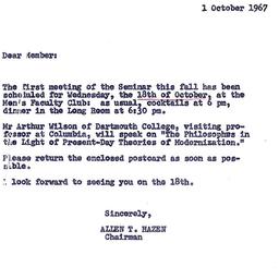Announcements, 1967-10-01. ...