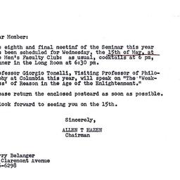 Announcements, 1968-05-06. ...