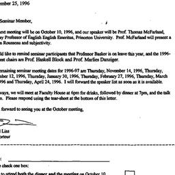 Announcements, 1996-09-25. ...
