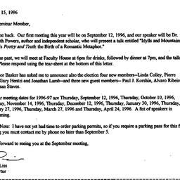 Announcements, 1996-09-12. ...