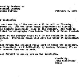 Announcements, 1986-02-04. ...
