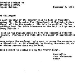 Announcements, 1985-11-05. ...