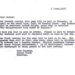 Announcements, 1978-03-09. ...