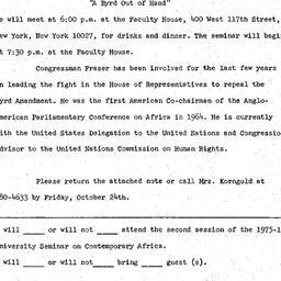 Announcements, 1975-10-27. ...