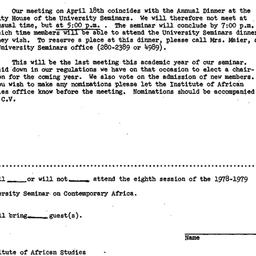Announcements, 1979-04-18. ...