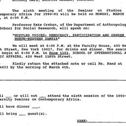 Announcements, 1991-03-04. ...