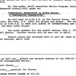 Announcements, 1991-04-16. ...