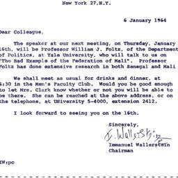 Announcements, 1964-01-06. ...