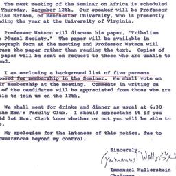 Announcements, 1963-12-06. ...