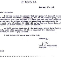 Announcements, 1964-02-13. ...