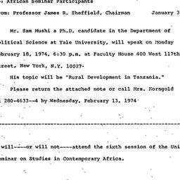 Announcements, 1974-01-30. ...