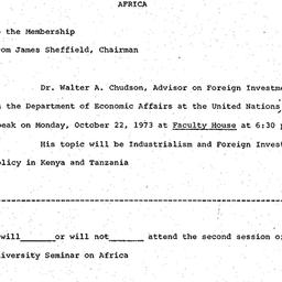 Announcements, 1973-10-22. ...