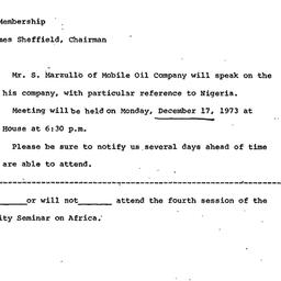 Announcements, 1973-12-17. ...