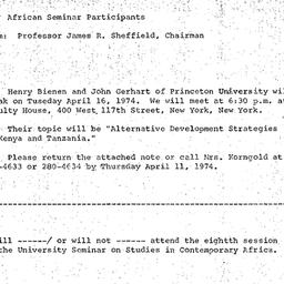 Announcements, 1974-04-16. ...