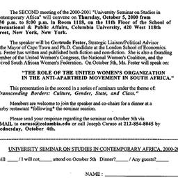 Announcements, 2000-09-28. ...
