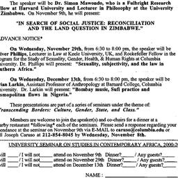 Announcements, 2000-10-12. ...