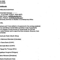 Correspondence, 2001-07-13....