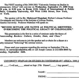 Announcements, 2000-09-13. ...