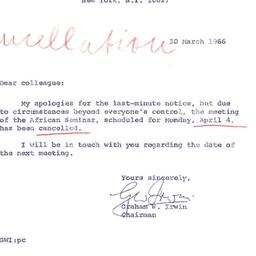 Announcements, 1966-03-30. ...